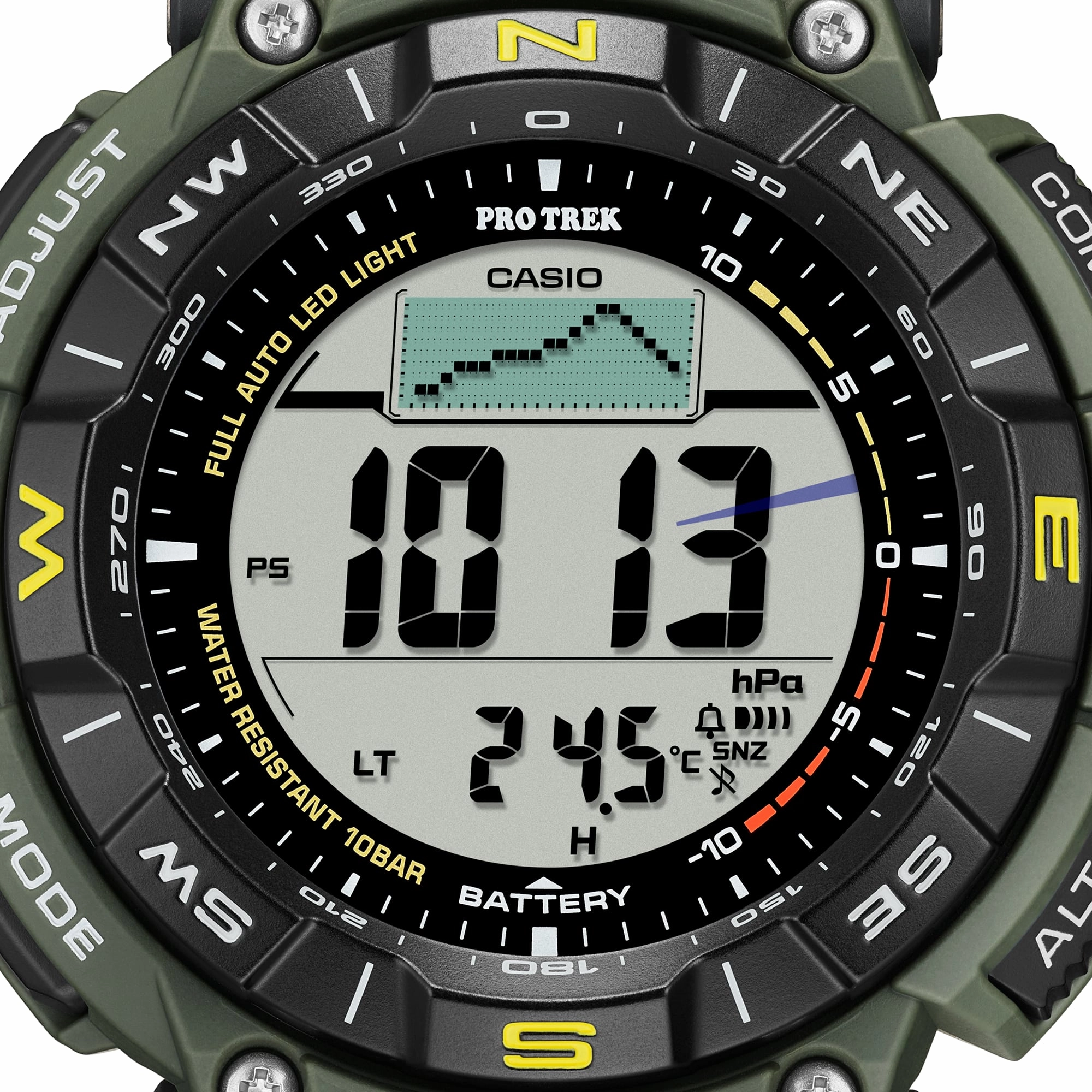 Casio Protrek Digital Solar Green Resin Band Watch PRG340-3D