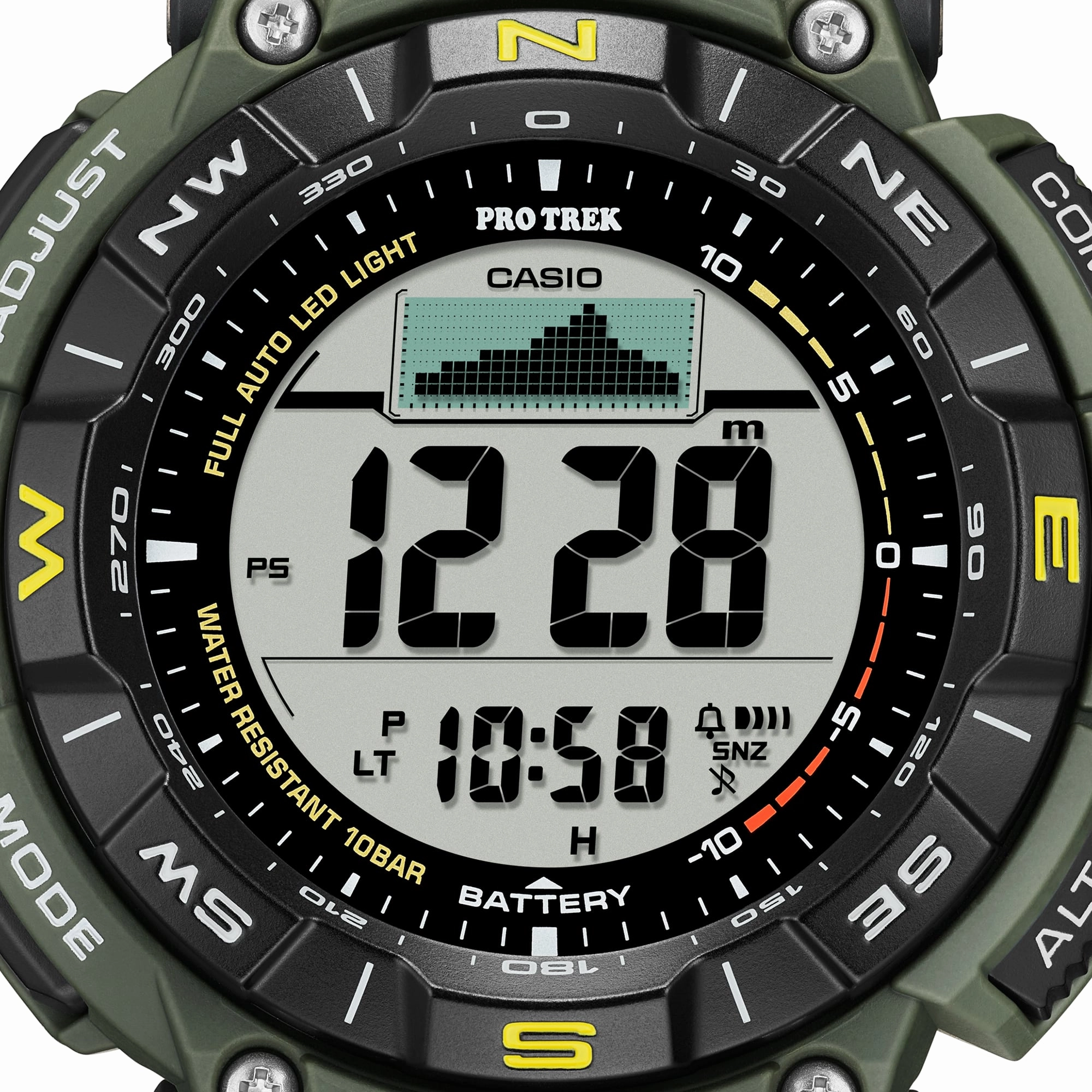 Casio Protrek Digital Solar Green Resin Band Watch PRG340-3D