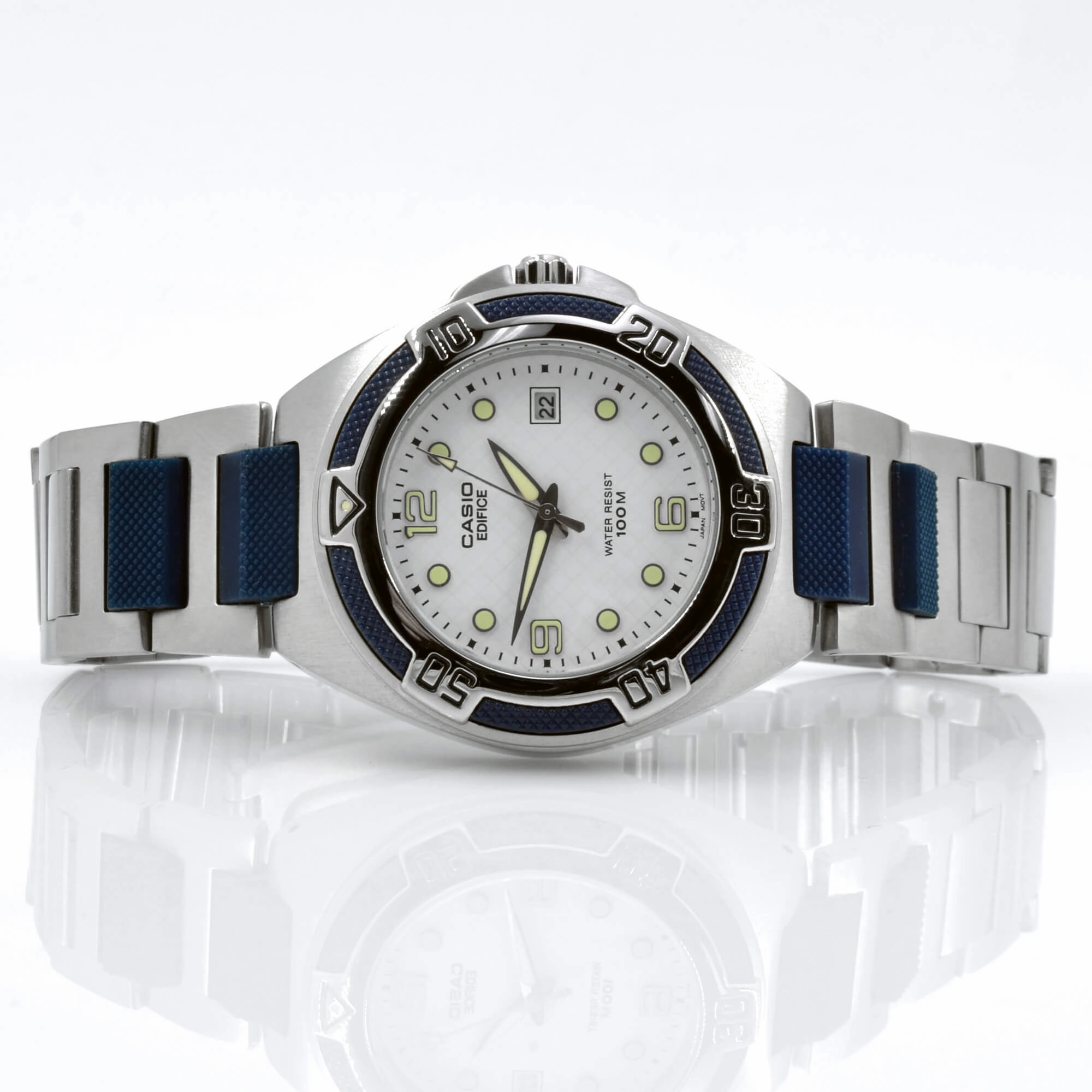 Casio Stainless steel Case Silver,blue Band Watch | EF-101D-7AVEF