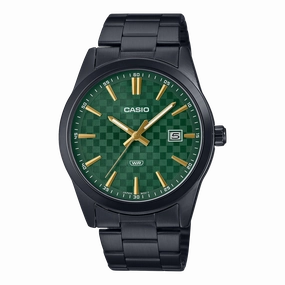 Casio Standard Black Stainless Steel Green Dial Watch MTPVD03B-3A