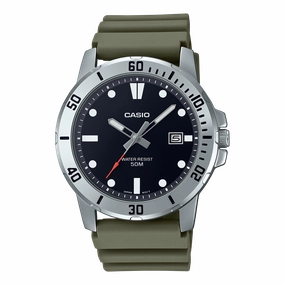 Casio Standard Green Resin Band Watch MTPVD01-3E