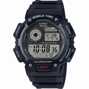 Casio World Time Black Resin Band Watch AE1400WH-1A