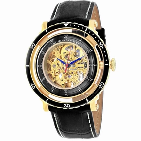 Christian Van Sant Men's Watch - Dome Automatic Gold Tone Dial Black Strap | CV0750