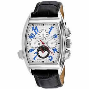 Christian Van Sant Men's Watch - Grandeur White Dial Black Leather Strap | CV2134