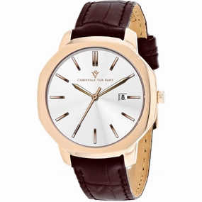Christian Van Sant Men's Watch - Octavius Slim Quartz Brown Leather Strap | CV0533