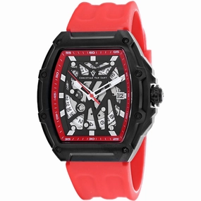 Christian Van Sant Men's Watch - Odyssey Black Skeleton Dial Rubber Strap | CV6197