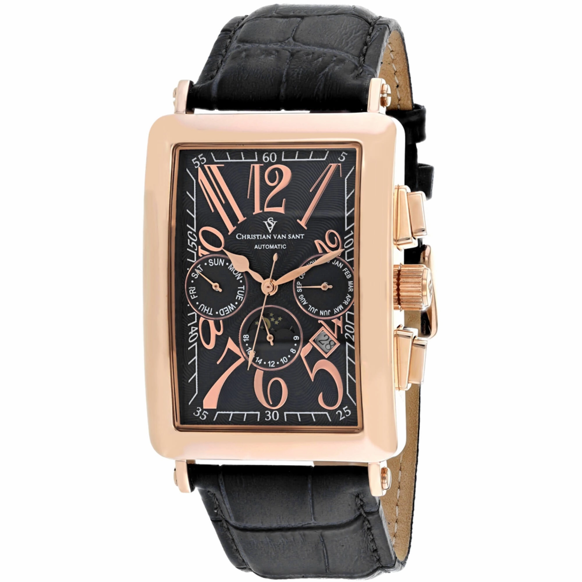 Christian Van Sant Men's Watch - Prodigy Automatic Black Dial Leather Strap | CV9141