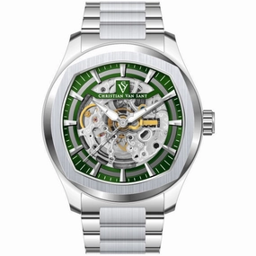 Christian Van Sant Men's Watch - Romeo Automatic Green Dial Silver Bracelet | CV9507