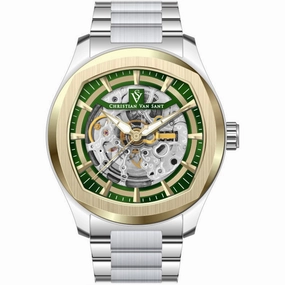 Christian Van Sant Men's Watch - Romeo Automatic Green Dial Silver Bracelet | CV9508