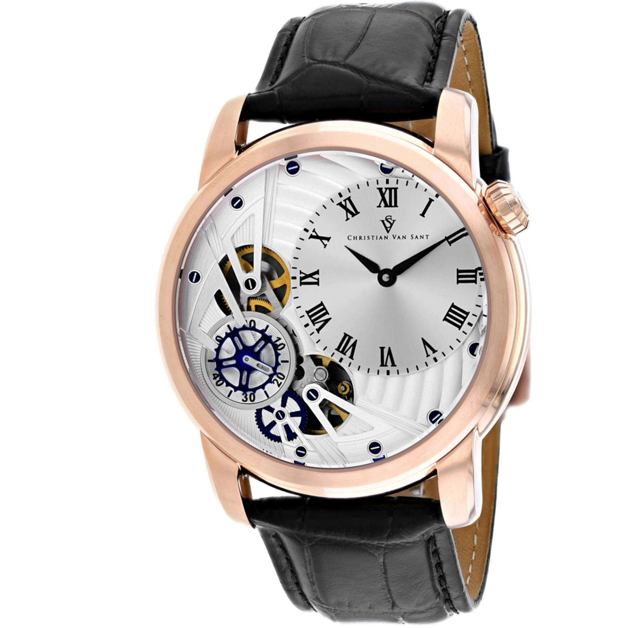 Christian Van Sant Men's Watch - Sprocket Auto-Quartz Black Leather Strap | CV1545