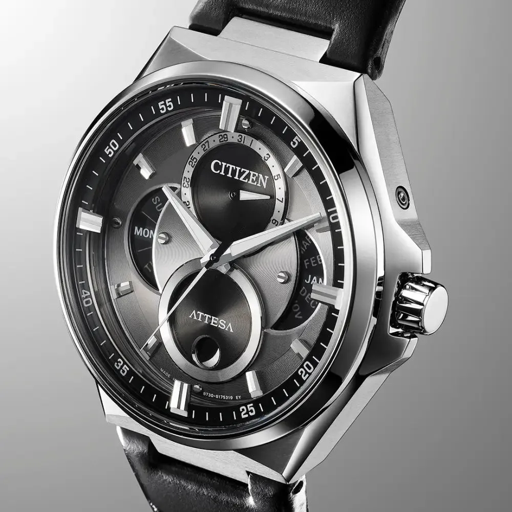 Citizen Attesa Eco-Drive Black Leather Strap Watch BU0060-09H