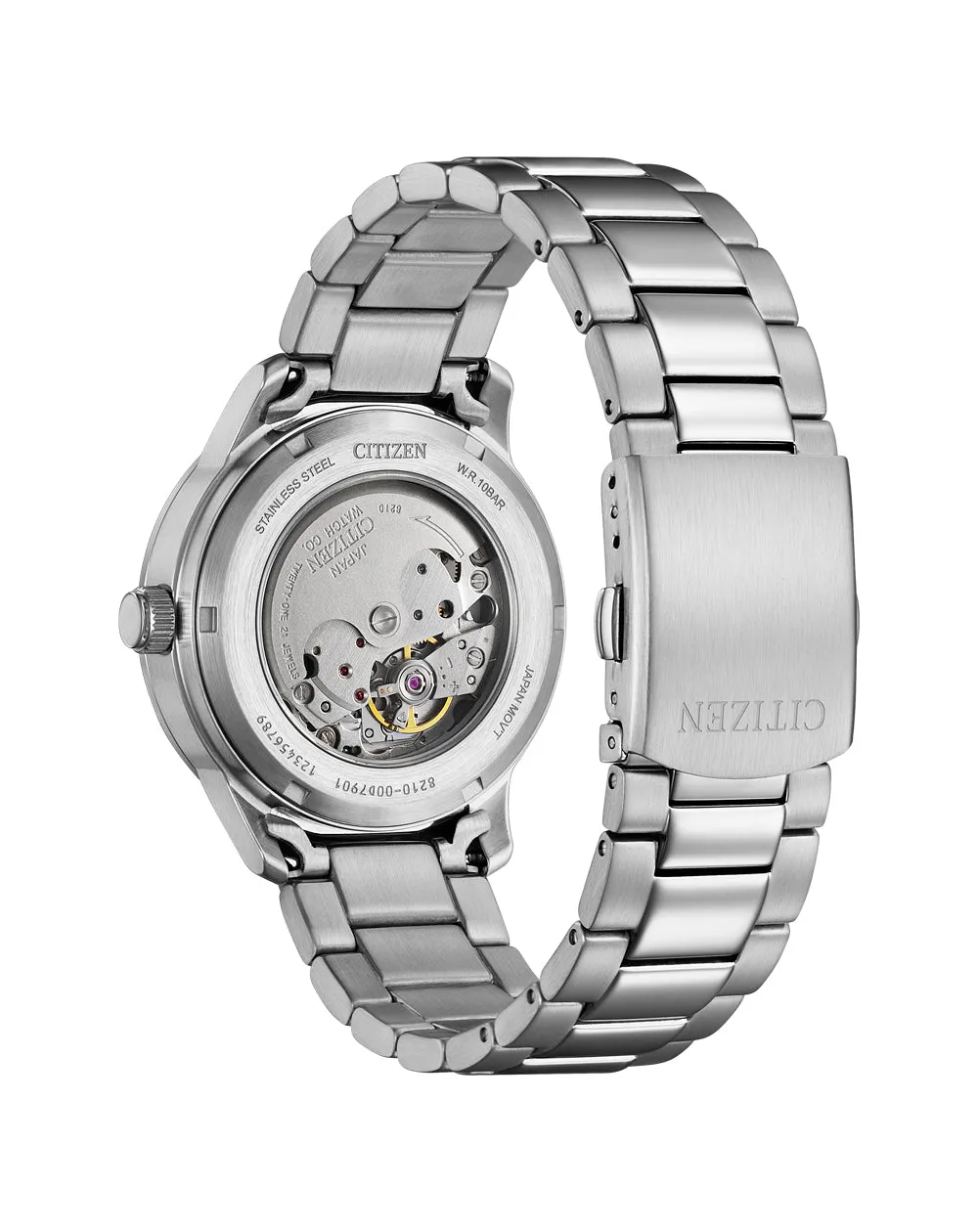 Citizen Automatic Silver Stainless Steel Black Dial Watch NJ0191-83E