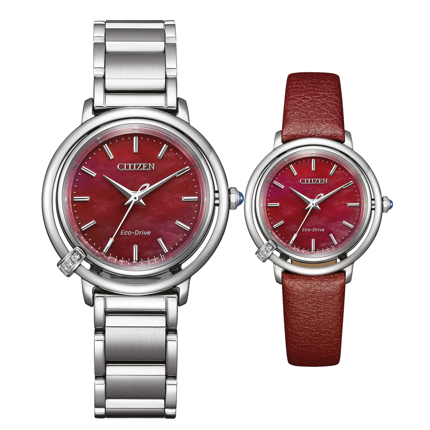 Citizen Eco-Drive Stainless Steel Red Dial Watch EM1090-78X