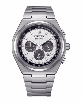 Citizen Eco-Drive Zenshin Chrono Teal Dial Stainless Steel Watch CA4610-85A