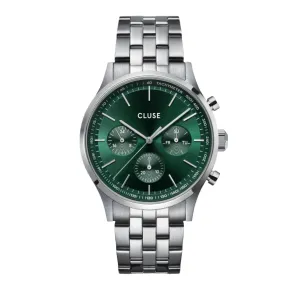 CLUSE Antheor Multifunction Green Dial Silver Stainless Steel Link Watch CW21002