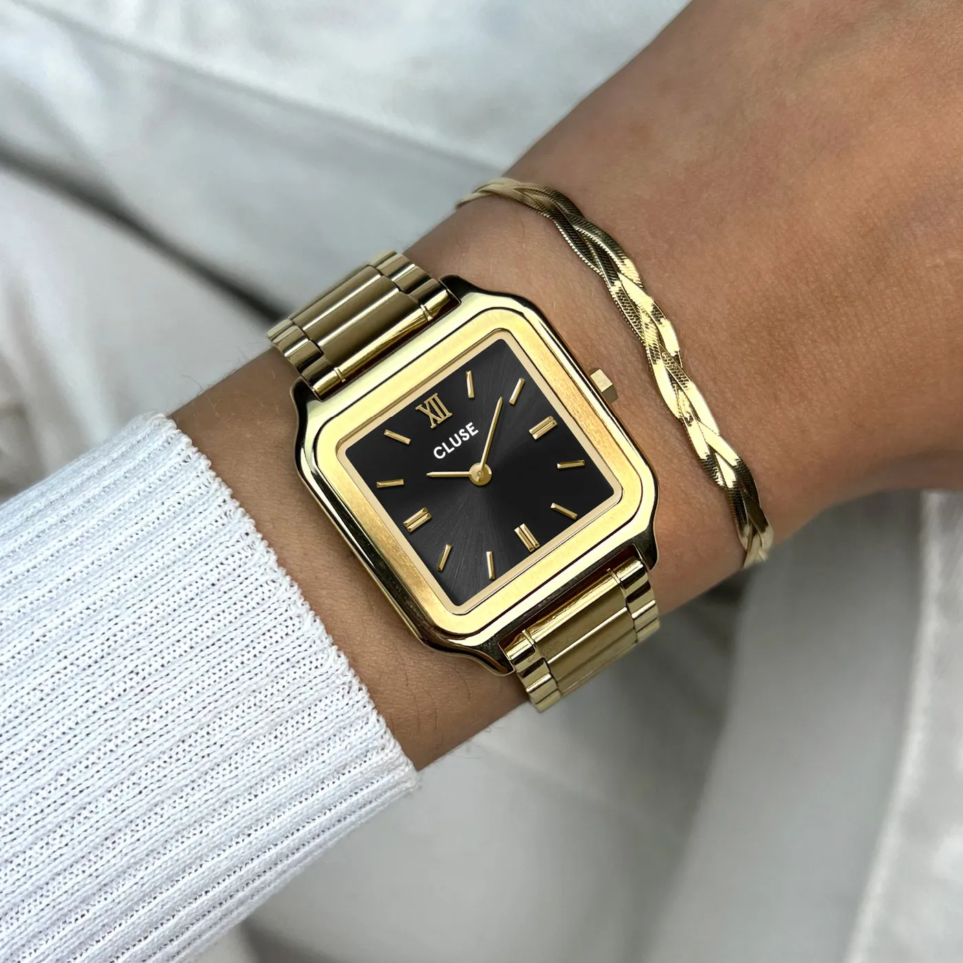 CLUSE Gracieuse Black Dial Gold Stainless Steel Watch CW11906