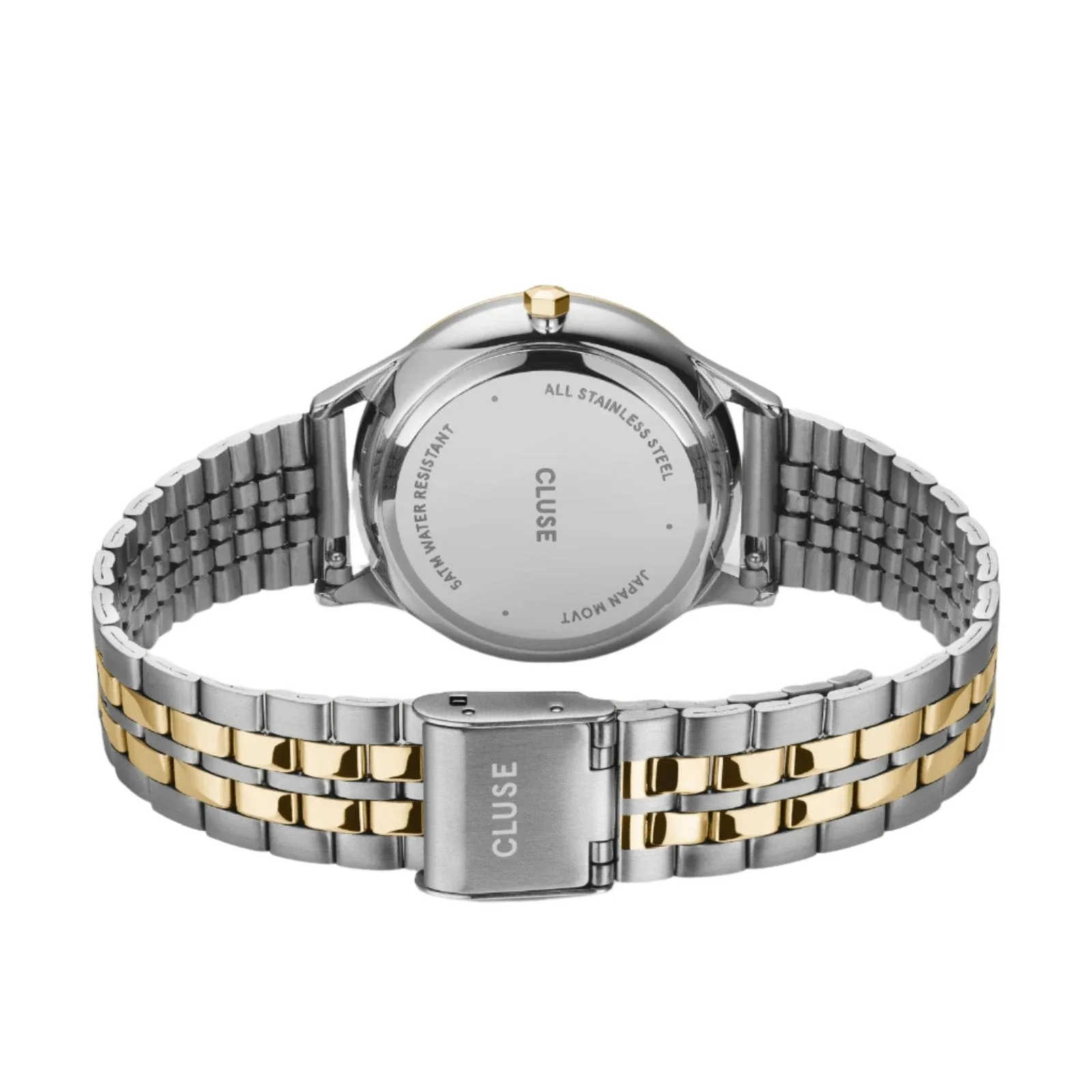 CLUSE Minuit Date Coconut Milk Bicolour Link Watch CW14302