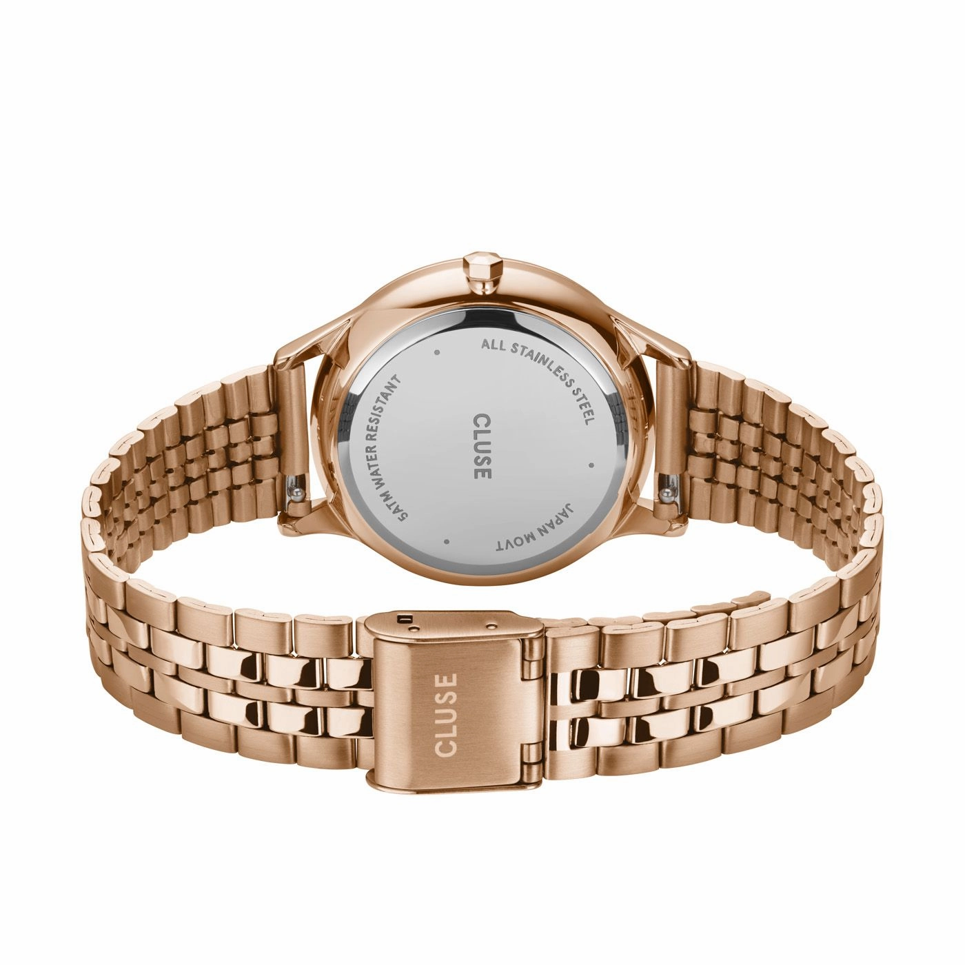 CLUSE Minuit Multifunction White/Rose Gold Link Watch CW10702
