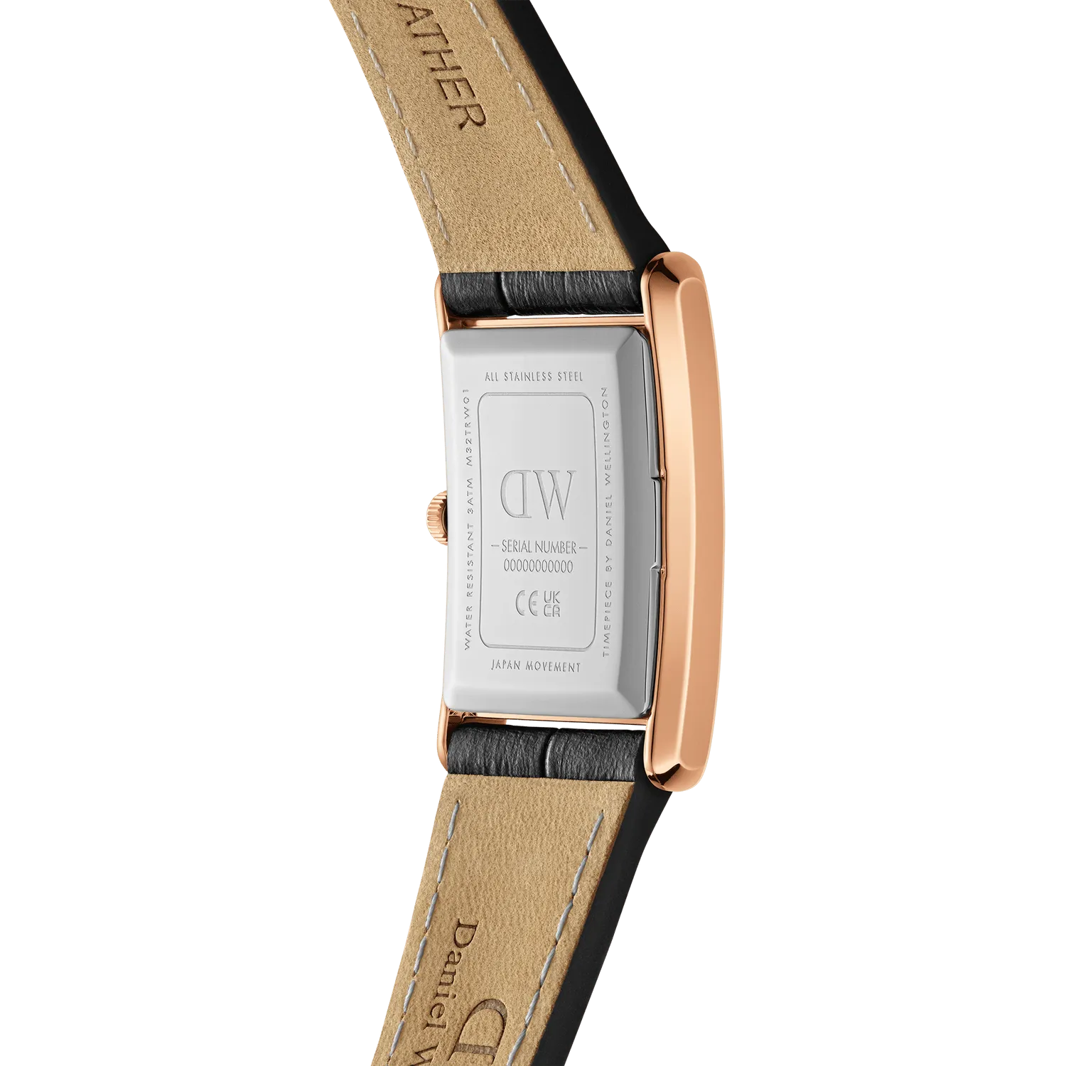 Daniel Wellington Bound Black Crocodile Rose Gold White Dial Watch DW00100698