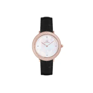 Daniel Wellington Crystalline Bezel Black Croc Rose Gold White Dial Watch DW00100827