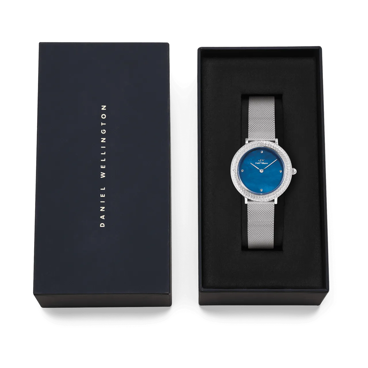 Daniel Wellington Crystalline Bezel Sterling Blue Dial Watch DW00100825