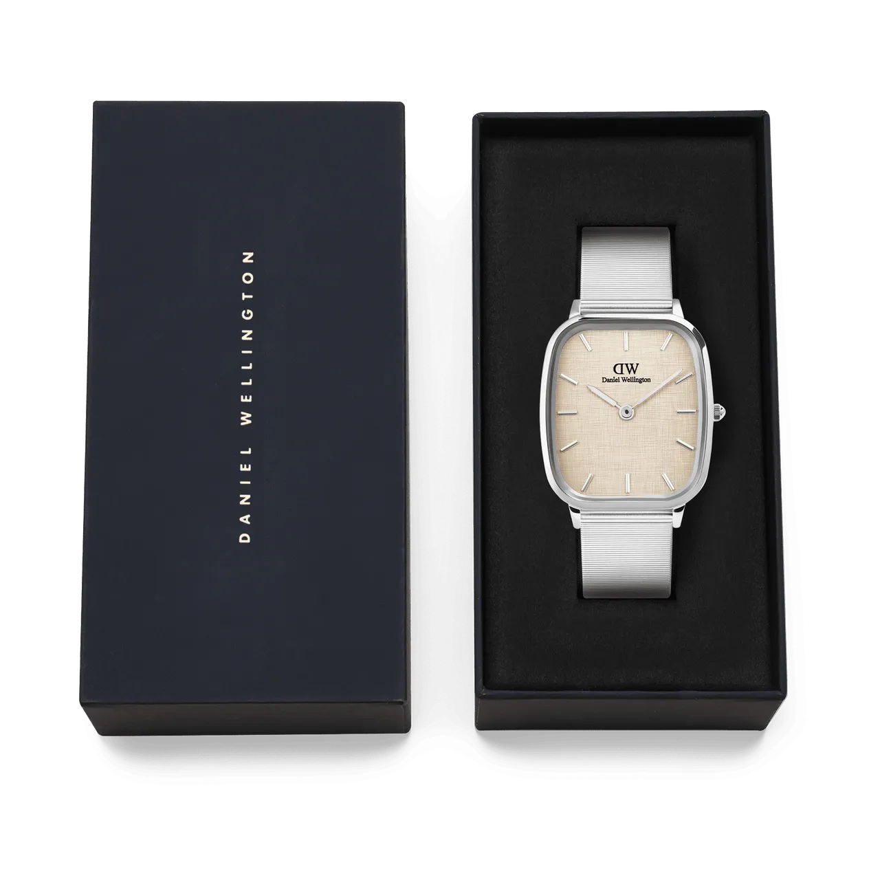 Daniel Wellington Marlon Sterling Wire Vintage Linen Pattern Dial Watch DW00100812