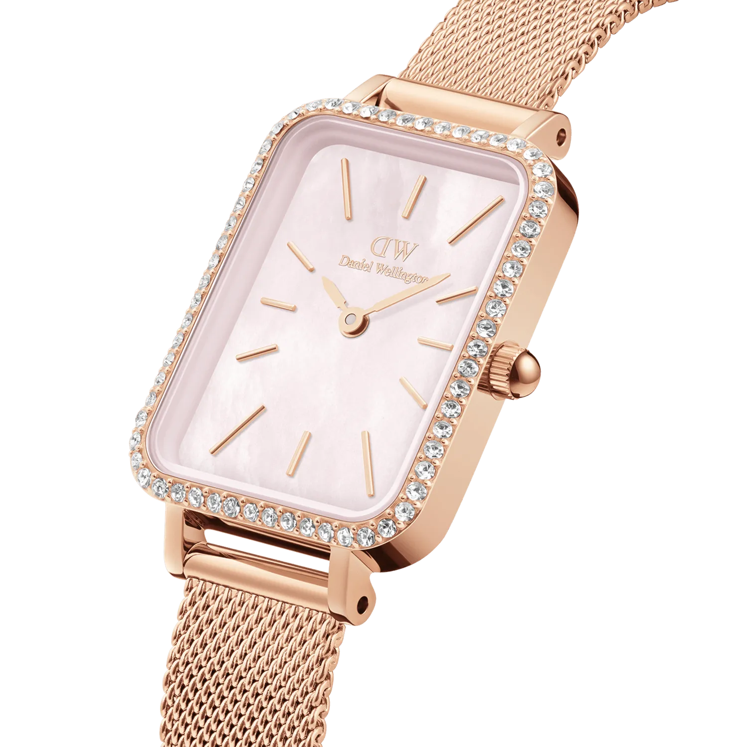 Daniel Wellington Quadro 20X26 Bezel Mesh Pink MOP Watch DW00100669