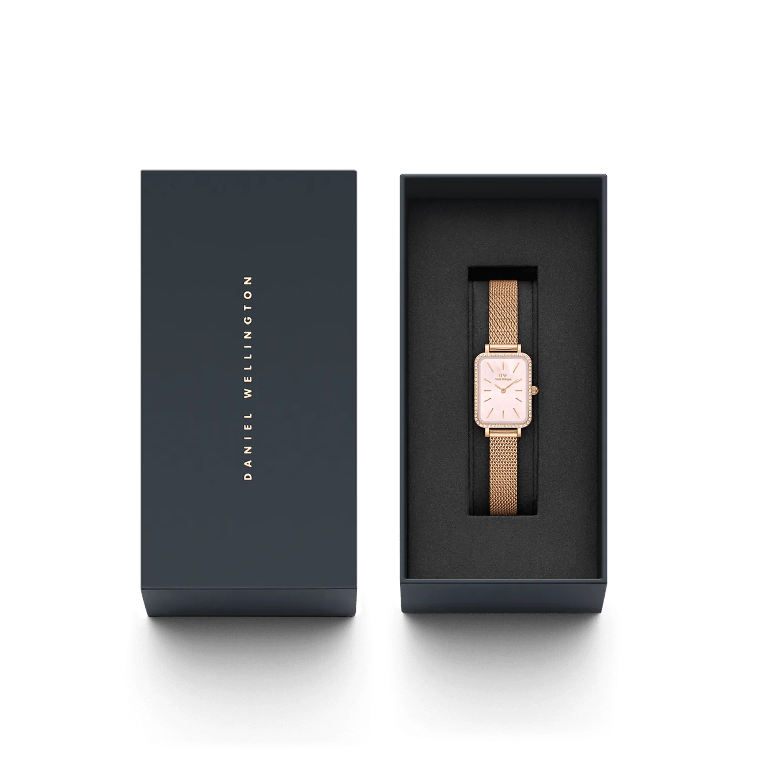 Daniel Wellington Quadro 20X26 Bezel Mesh Pink MOP Watch DW00100669
