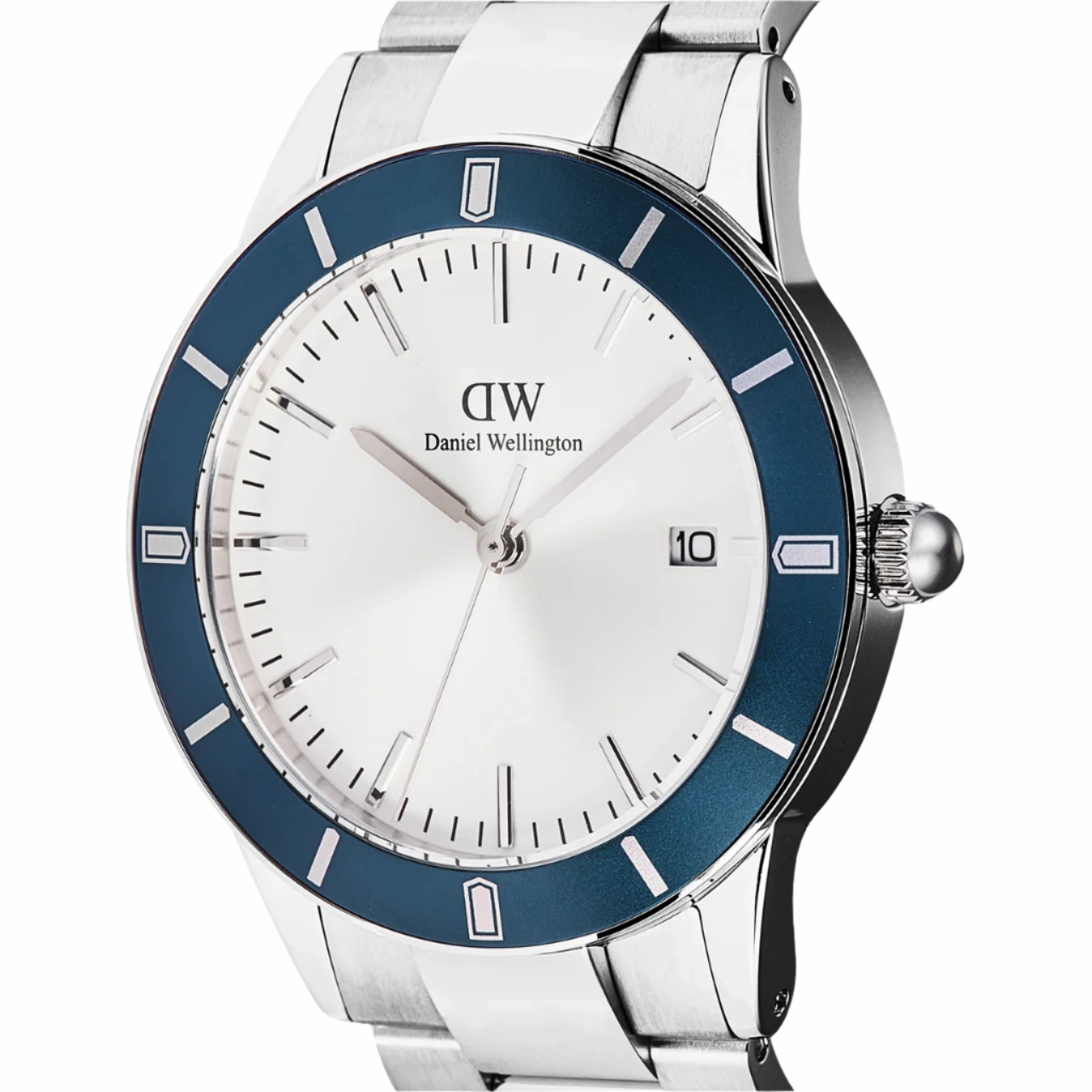 Daniel Wellington Iconic Paradigma Link Blue Bezel White Dial Watch DW00100818