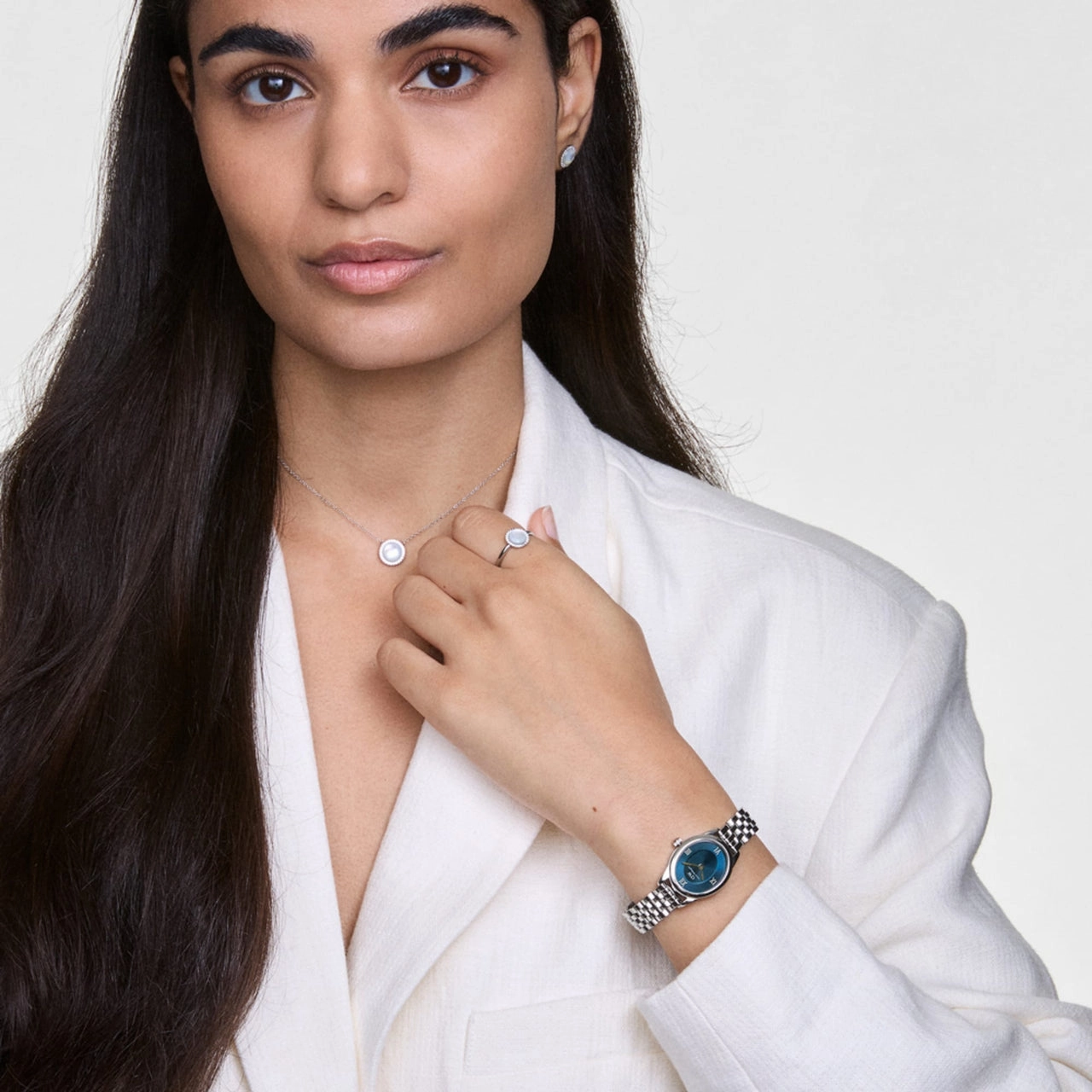 Daniel Wellington Ophelia Mini Beans Link Blue Dial Watch DW00100807