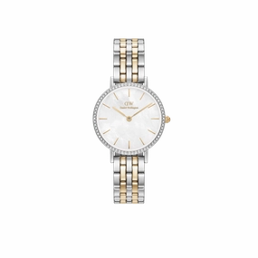 Daniel Wellington Petite 28mm Bezel 5-Link White MOP Two-Tone Watch DW00100665