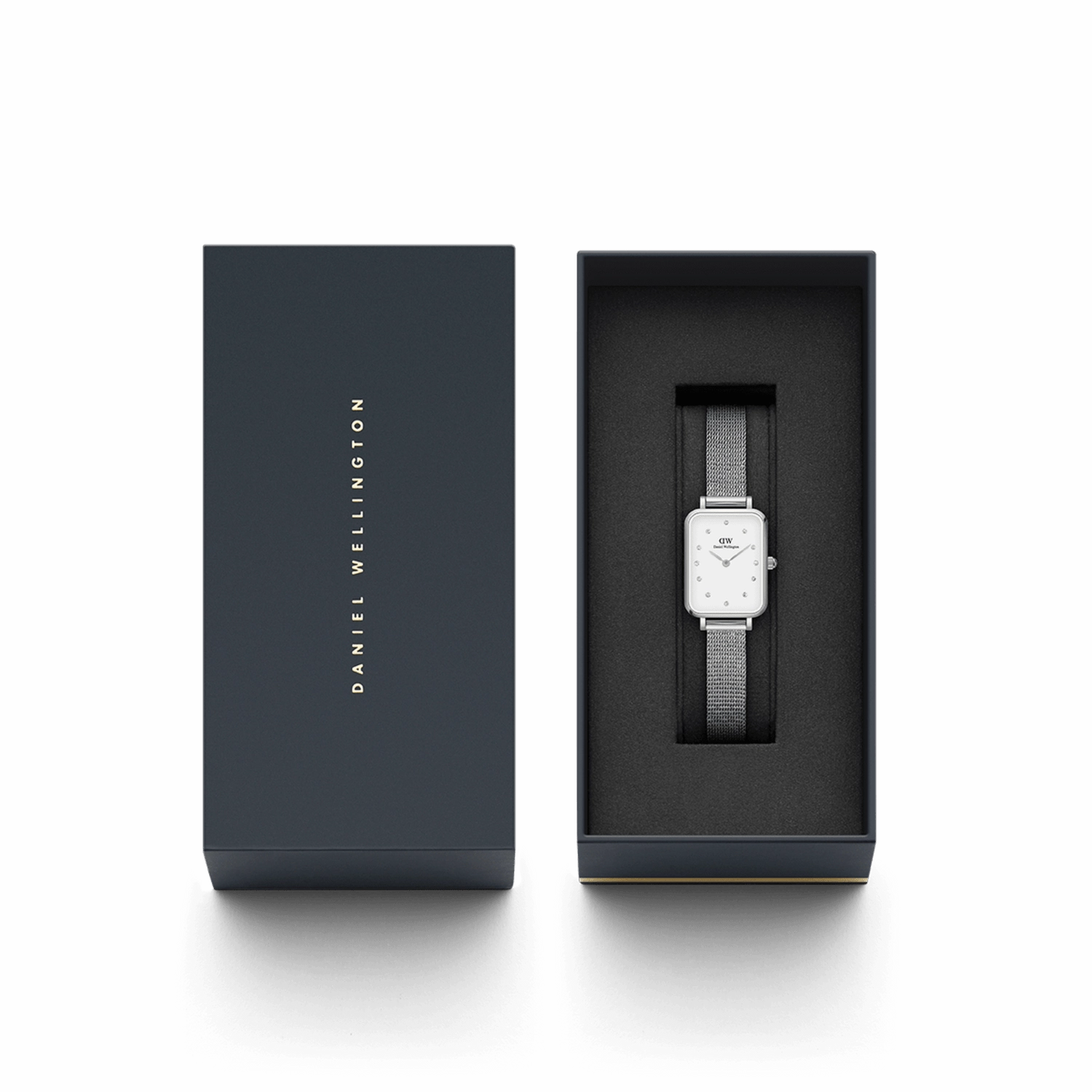 Daniel Wellington Quadro Lumine Pressed Sterling White Dial Watch DW00100597