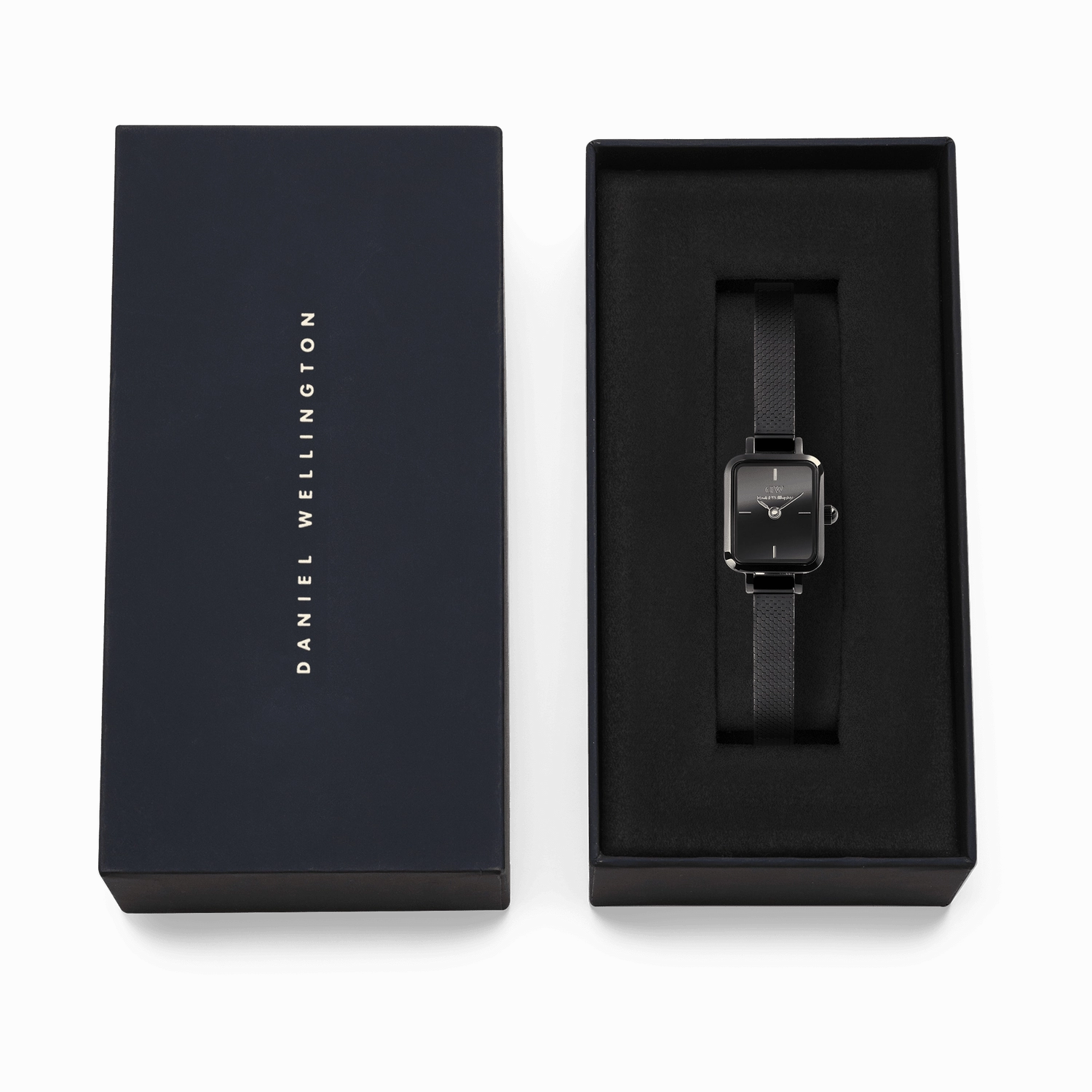 Daniel Wellington Quadro Mini Mirror Reflection Black Dial Watch DW00100802
