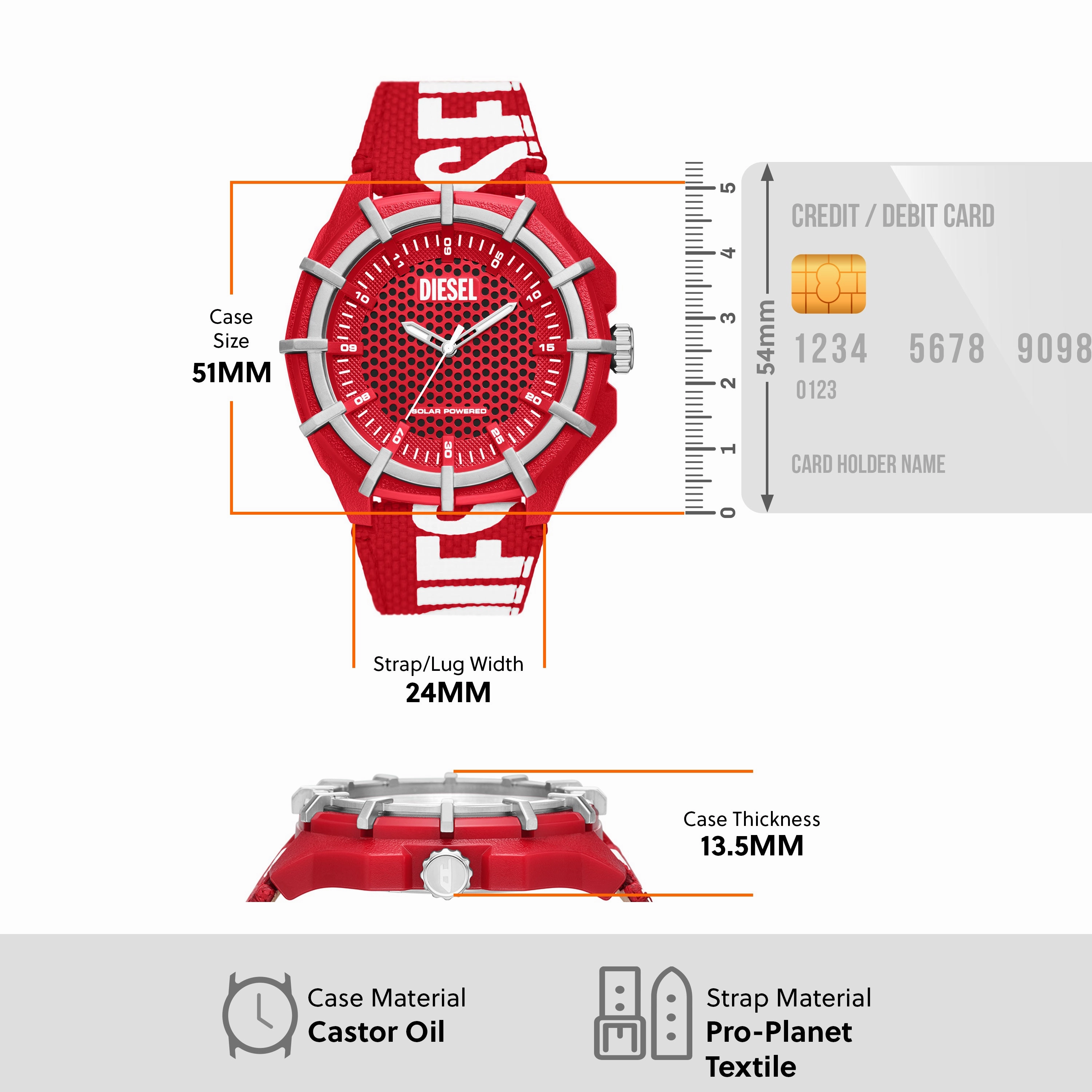 Diesel Eco-Friendly Solar-Powered Red rPET Diesel Watch DZ4621