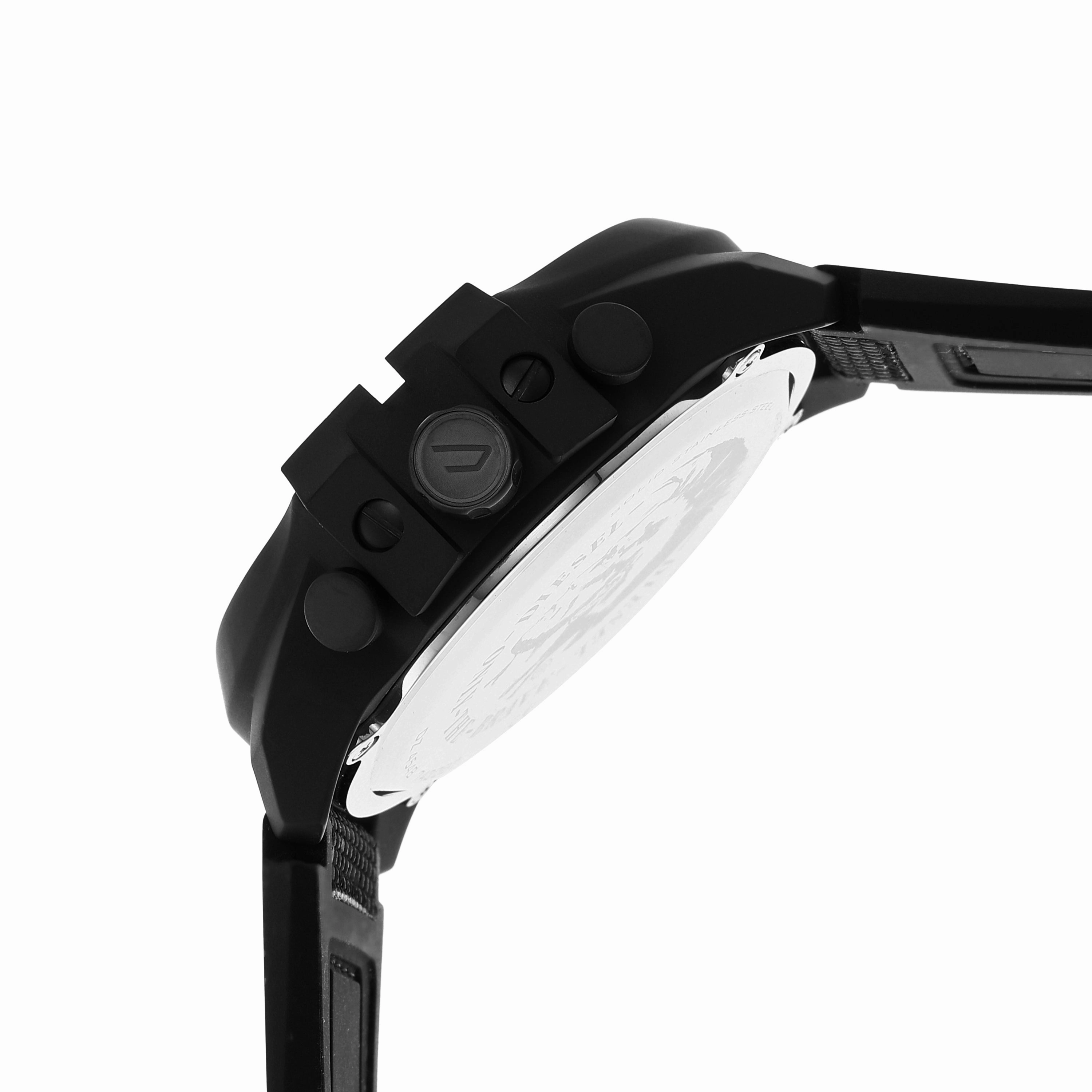 Diesel Mega Chief Multicolor Dial Analog-Digital Watch with Black Nylon and Silicone Strap DZ4548