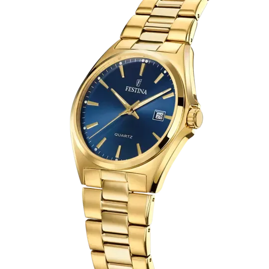 Elegant Festina F20555/4 Men's Classic Watch with Stainless Steel Strap and Blue Dial