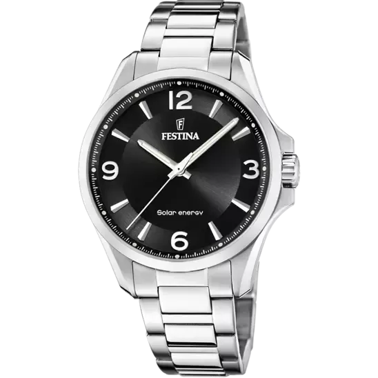 Elegant Festina Men's Watch with Silver Stainless Steel Strap and Black Dial F20656/4