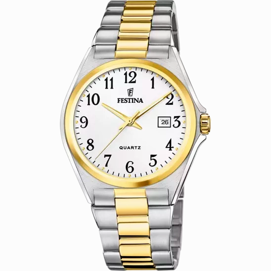 Elegant Festina F20554/1 Men's Watch with Classic White Dial and Sophisticated Stainless Steel Strap