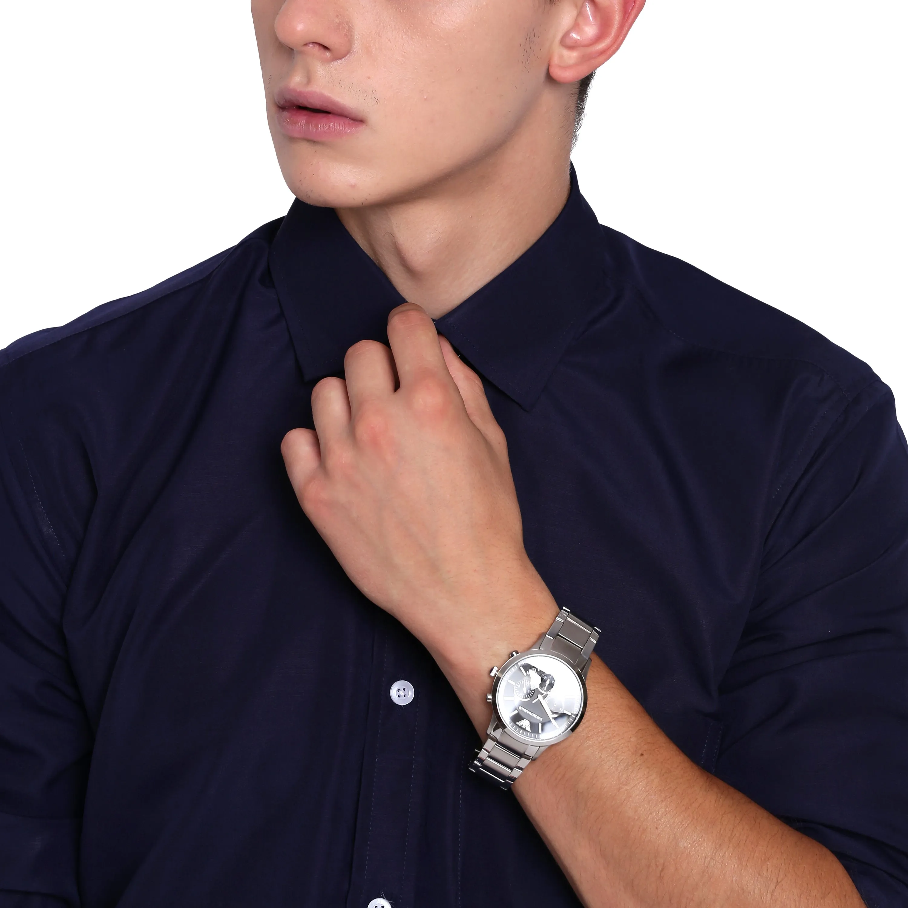 Emporio Armani Elegant Black Dial Stainless Steel Chronograph Watch AR2434