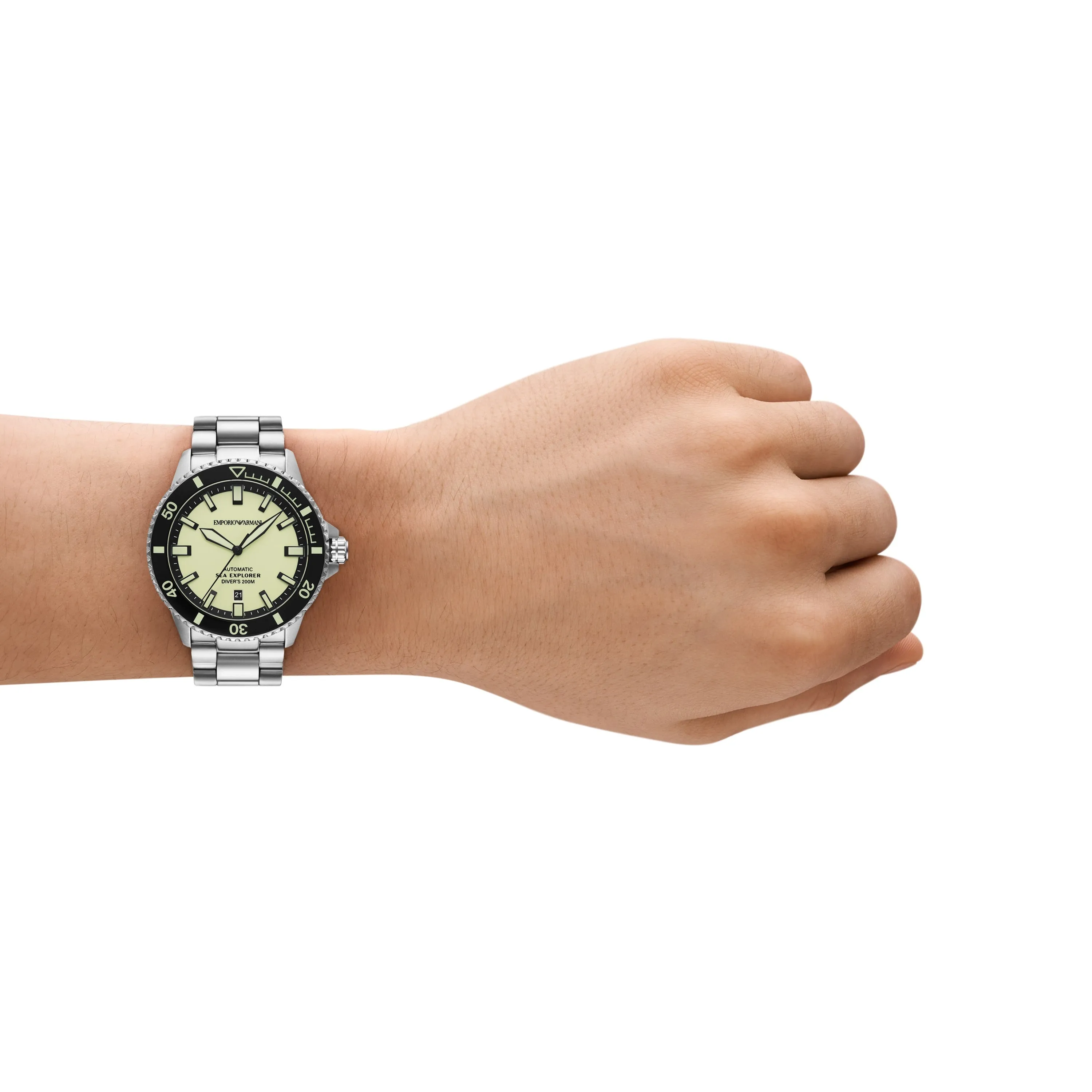 Emporio Armani Sea Explorer Automatic Silver Stainless Steel Watch AR60083