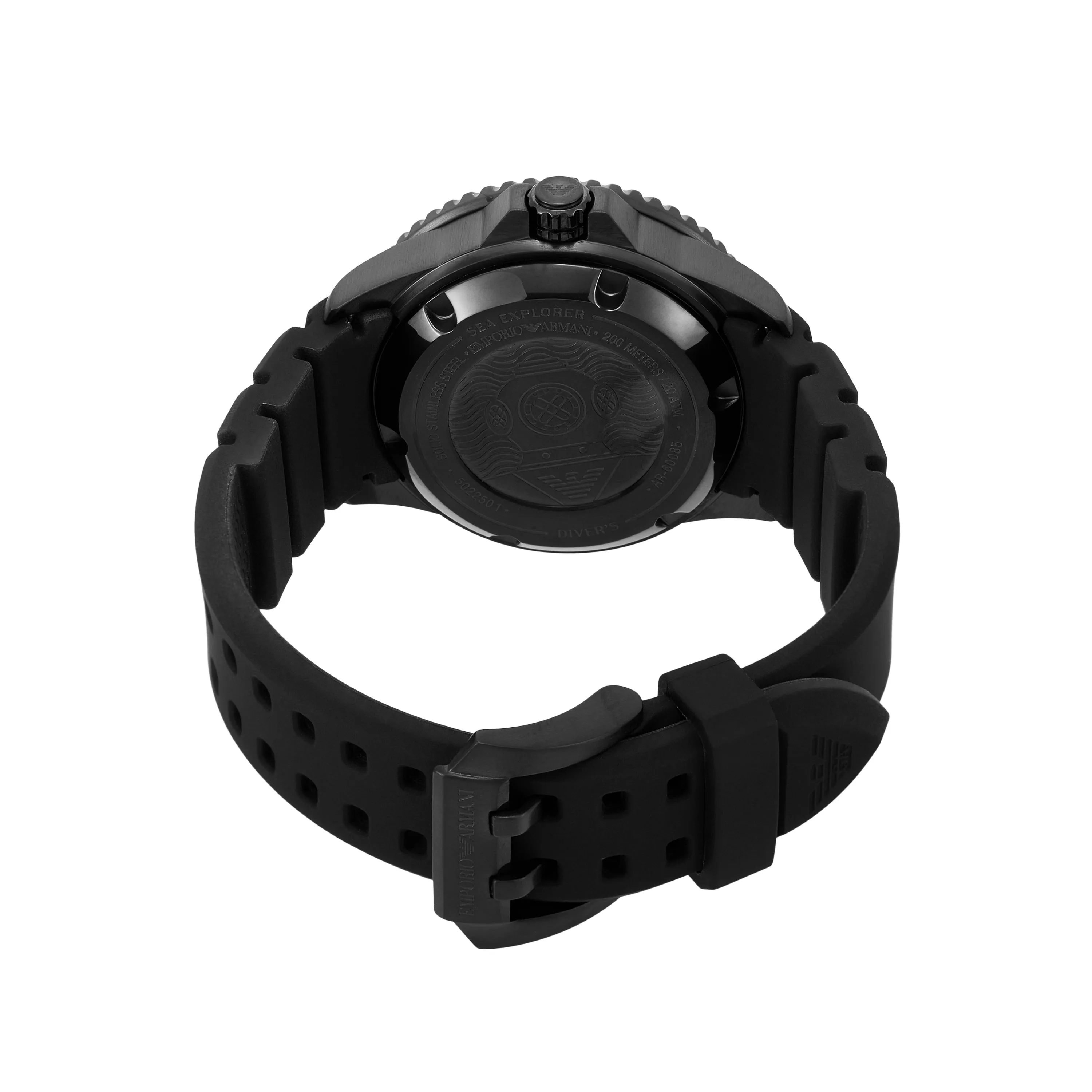 Emporio Armani Sea Explorer Black Silicone Strap Watch AR60085