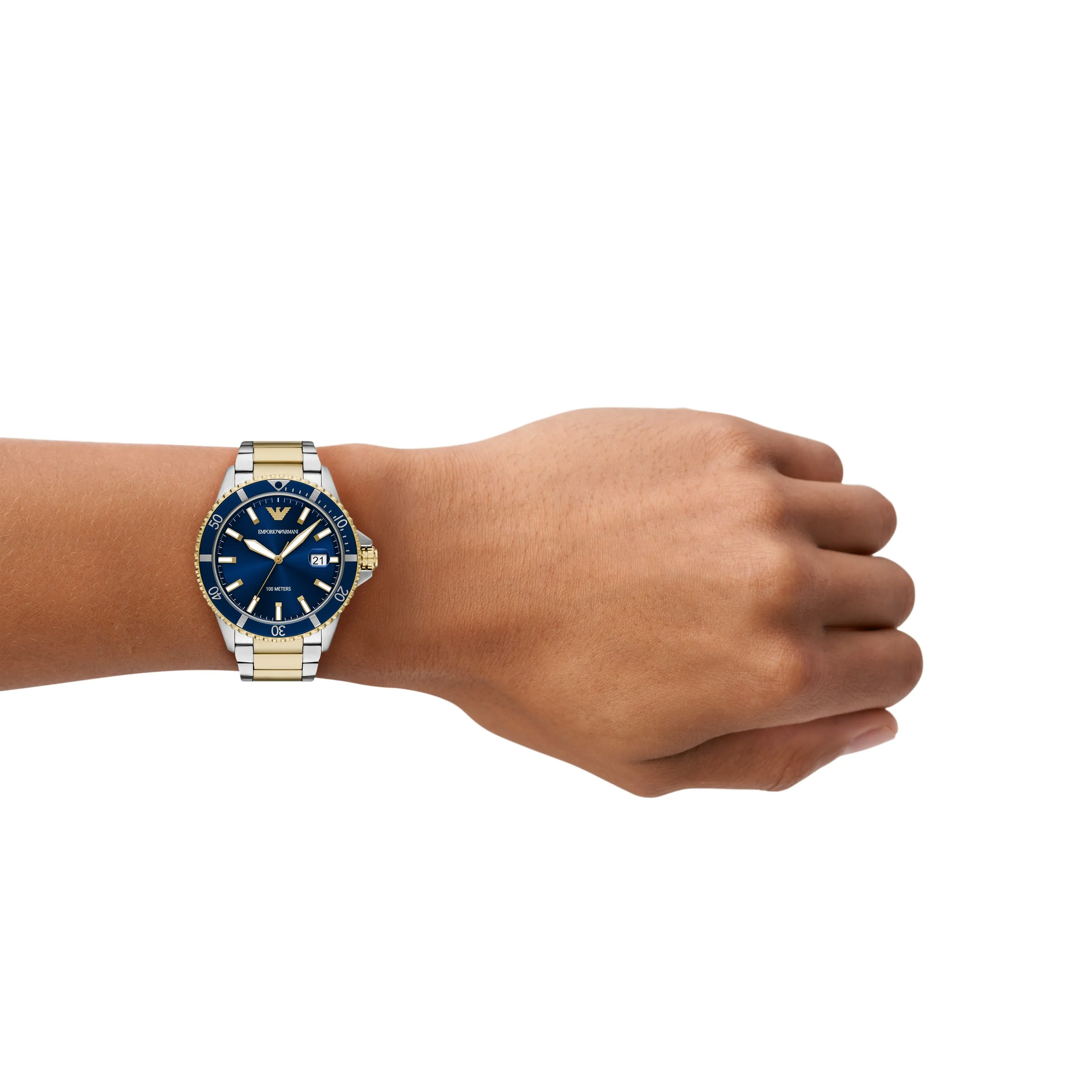 Emporio Armani World Explorer Three-Hand Blue Dial Stainless Steel Watch AR11682