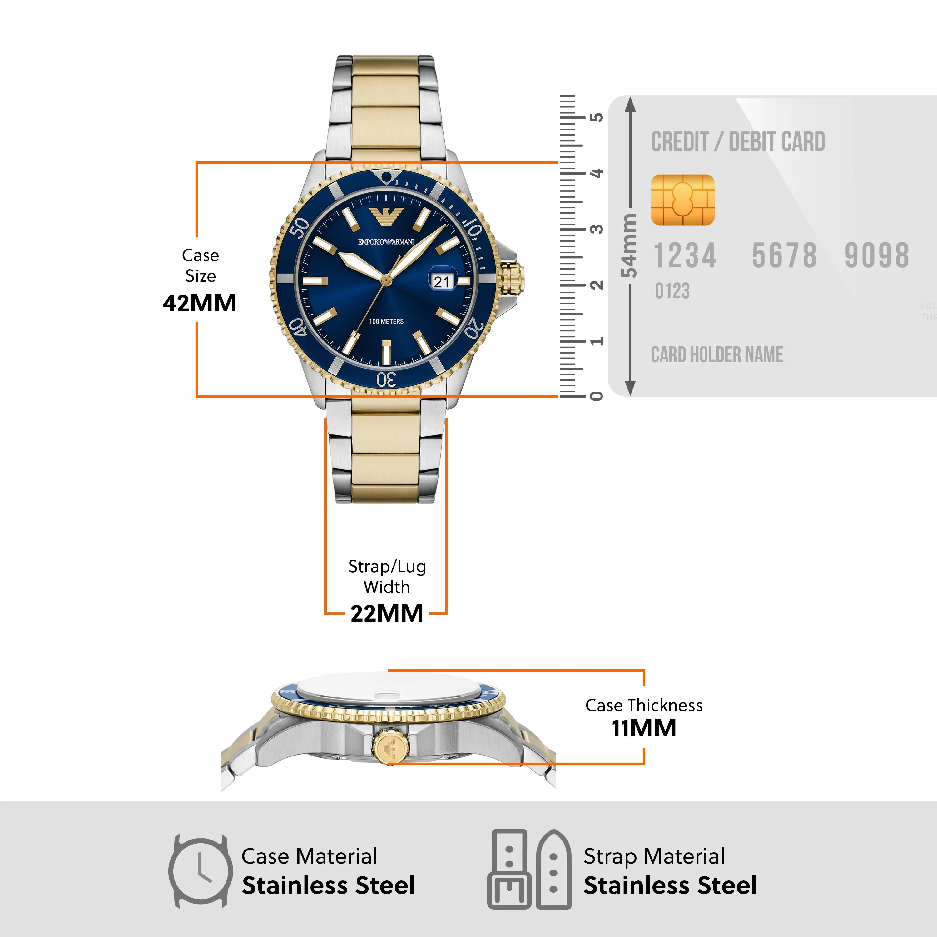 Emporio Armani World Explorer Three-Hand Blue Dial Stainless Steel Watch AR11682