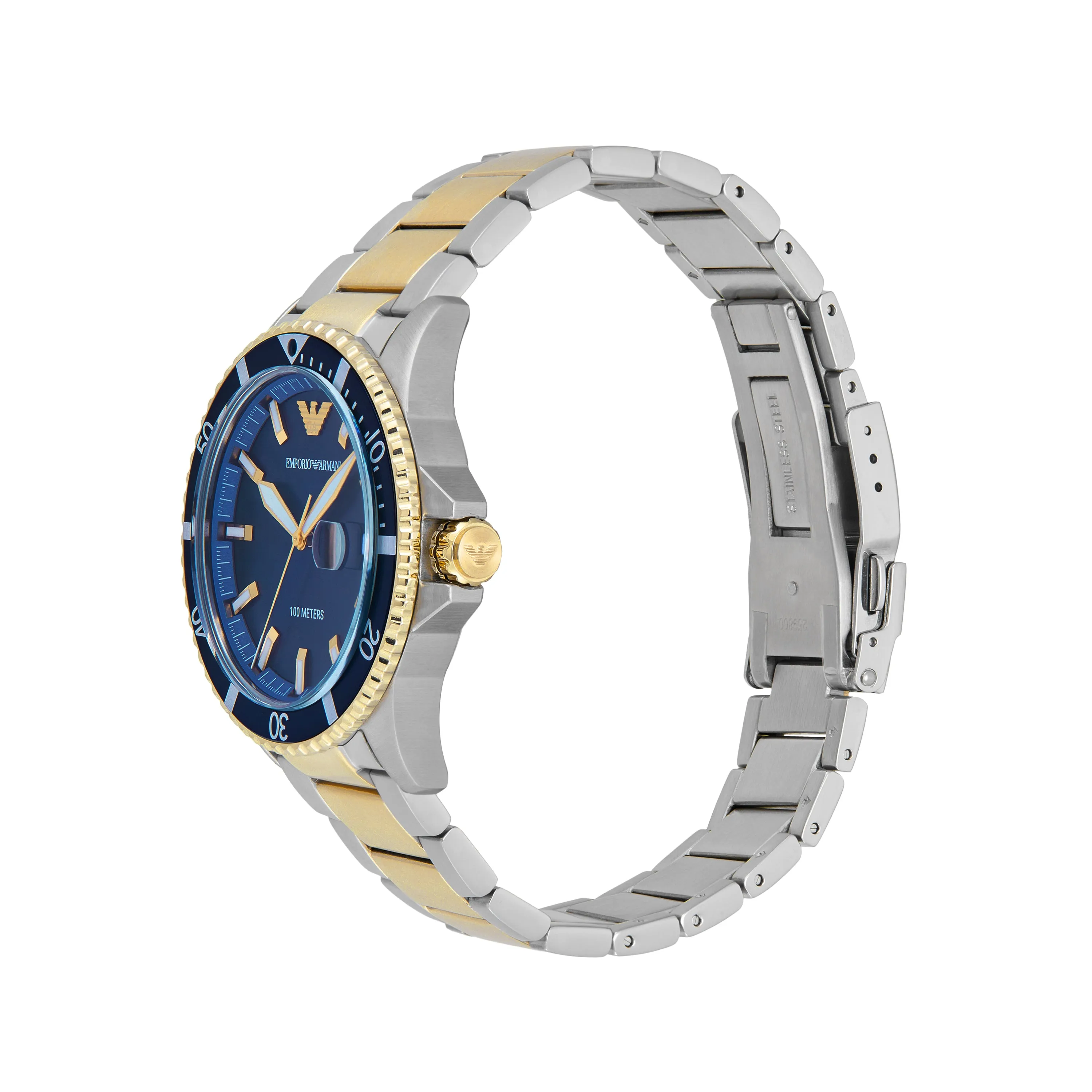 Emporio Armani World Explorer Three-Hand Blue Dial Stainless Steel Watch AR11682