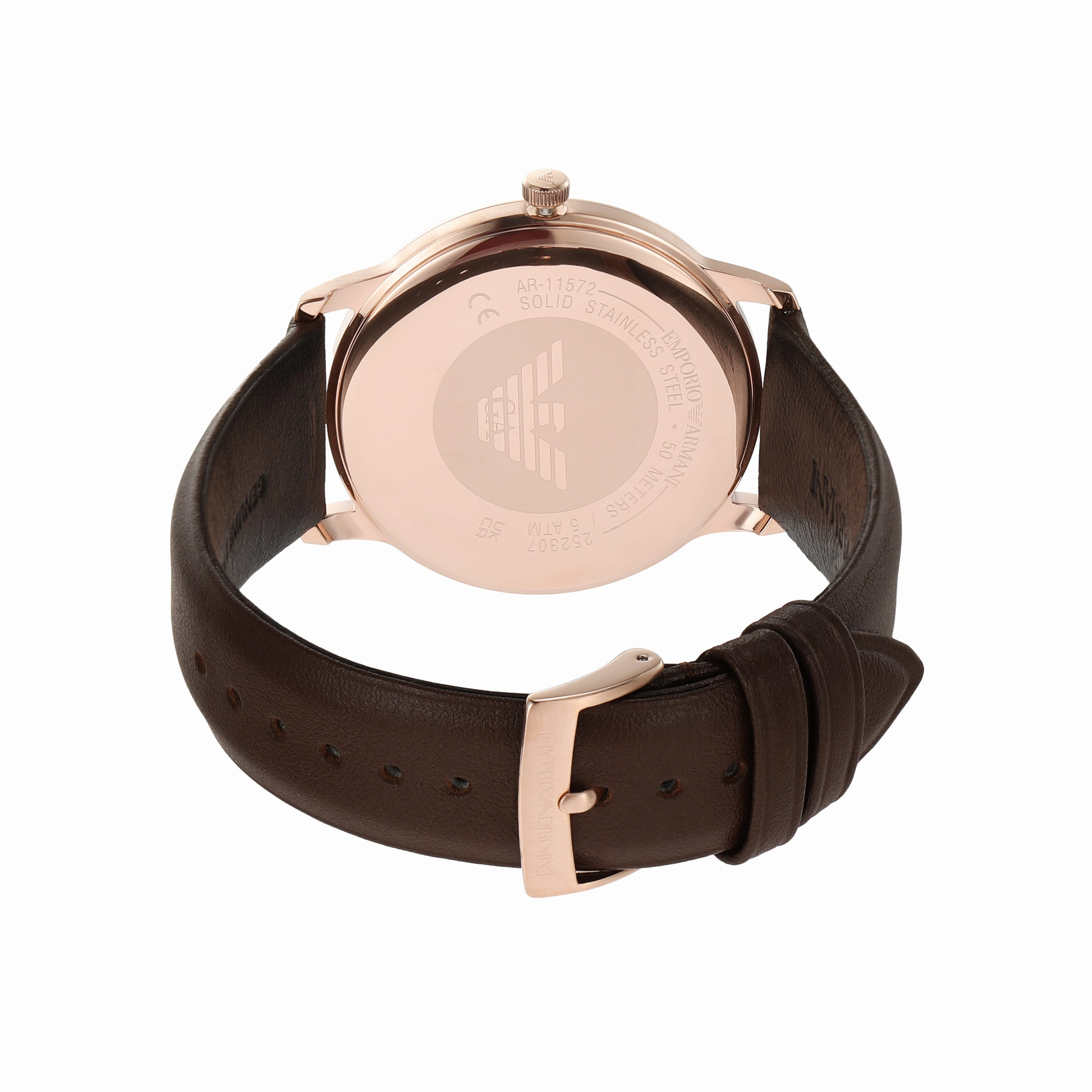 Emporio Armani Elegant White Dial Brown Leather Watch AR11572