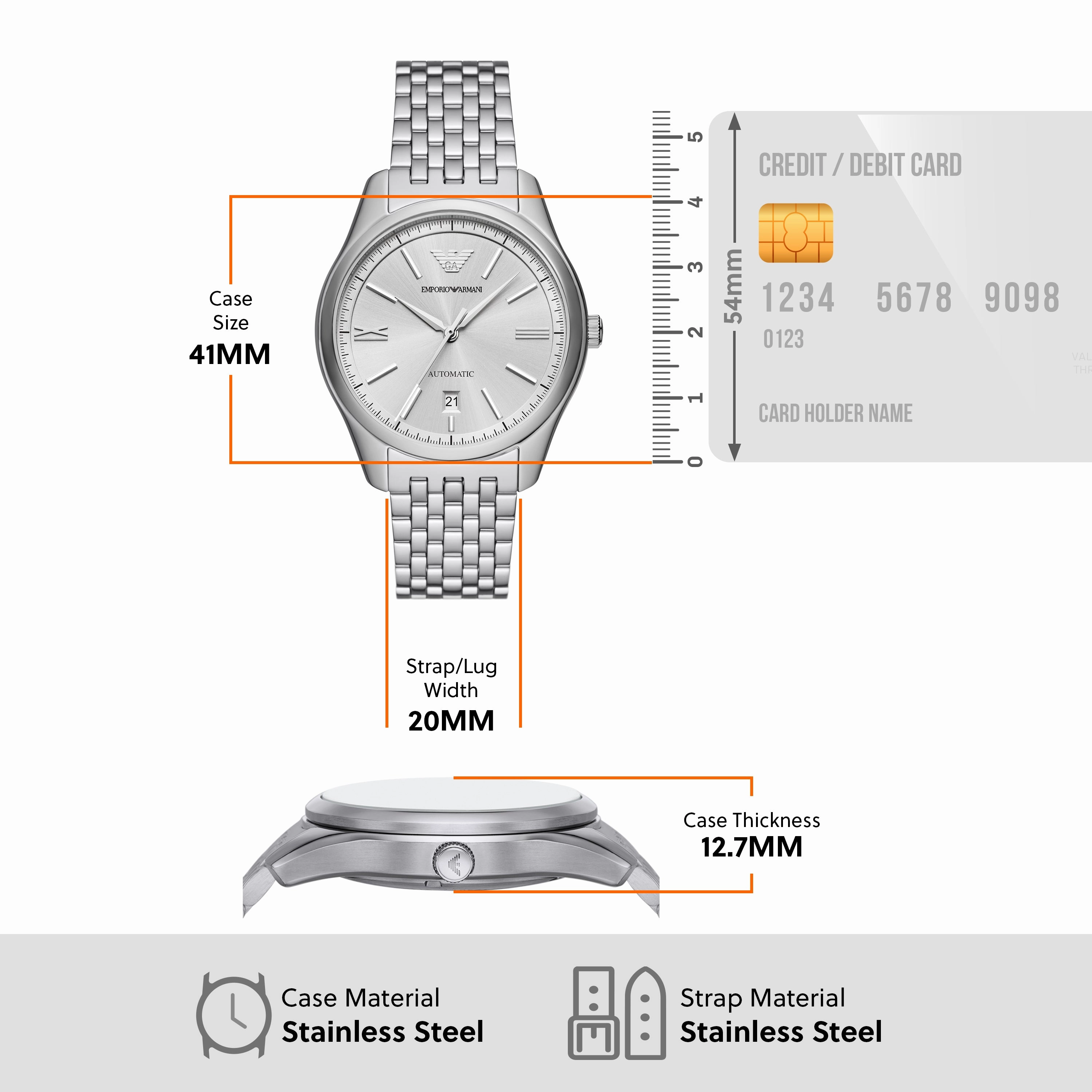 Emporio Armani Men's Luxury Sunray Dial Watch Stainless Steel AR60076