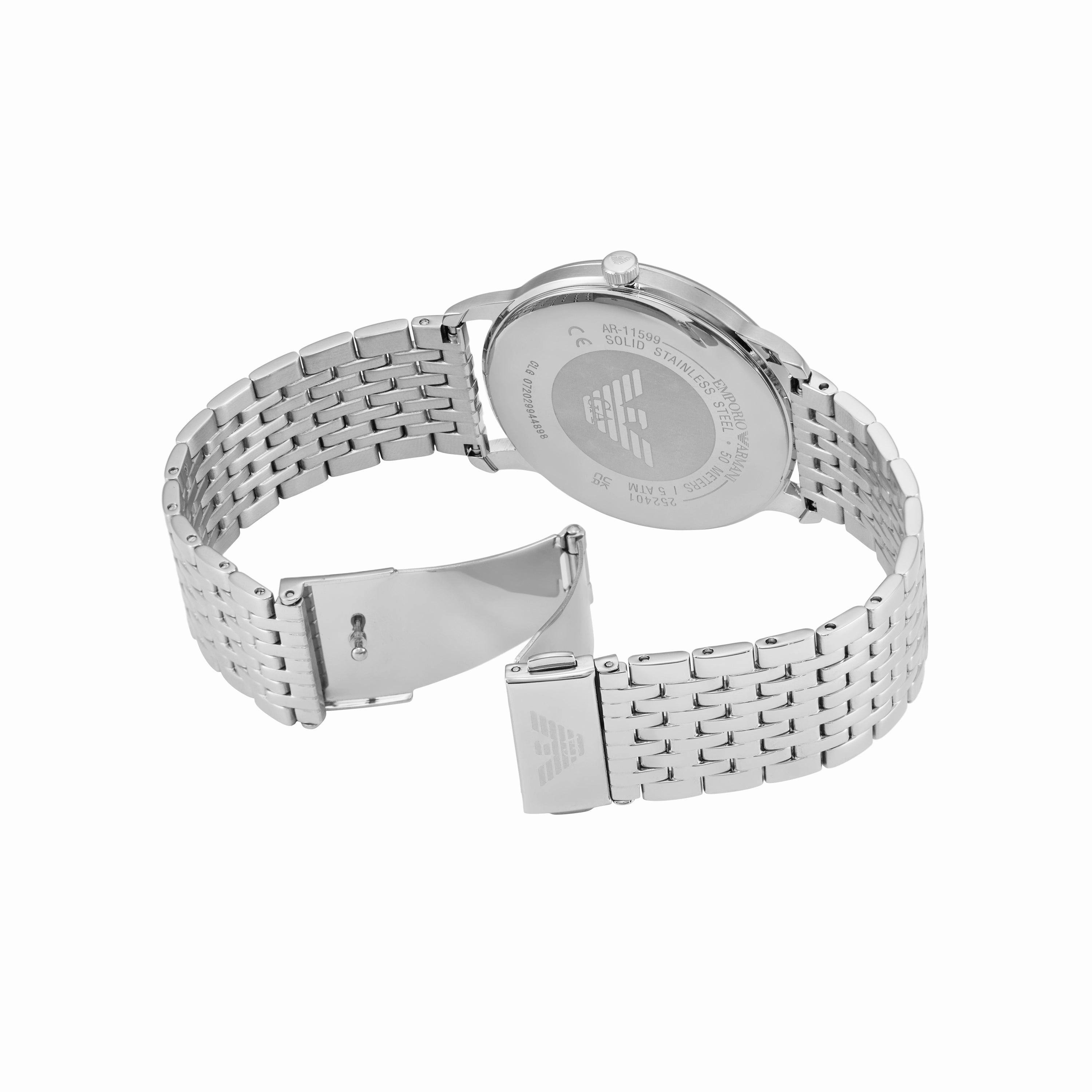 Emporio Armani Three-Hand Date White Dial Stainless Steel Watch AR11599