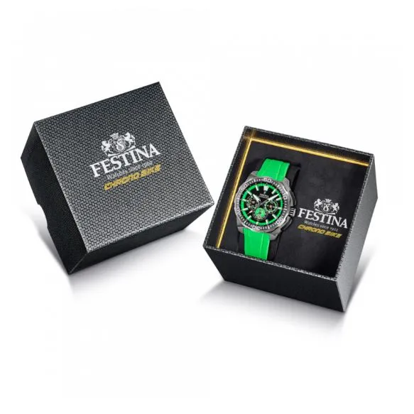 Festina Chrono Bike Green Rubber Strap Watch F20725/3