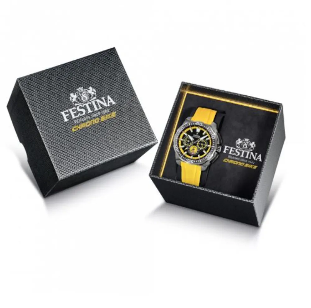 Festina Chrono Bike Yellow Rubber Strap Watch f20725/1