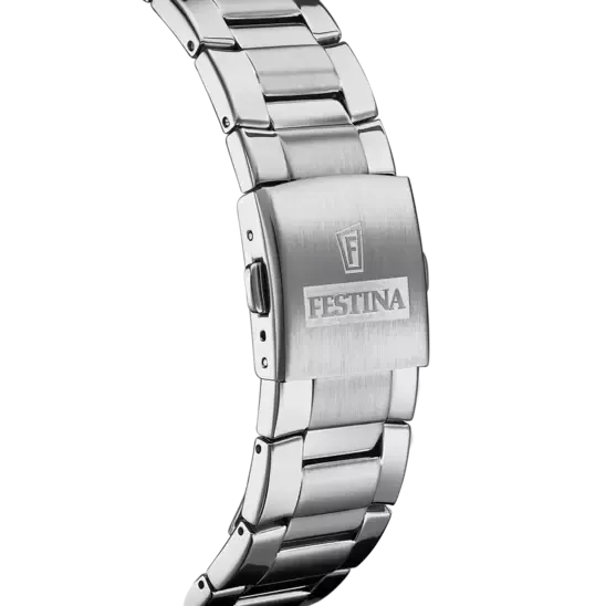 Festina Men's Classic Chronograph Watch with Black Dial and Stainless Steel Band F20463/4